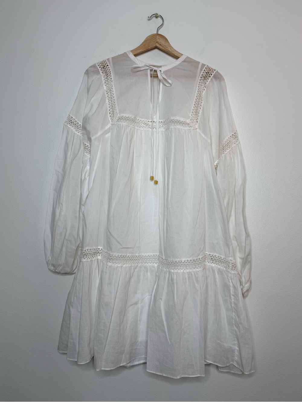 Michael Kors 100% Cotton Coastal Cottagecore ren fair prairie tiered white dress